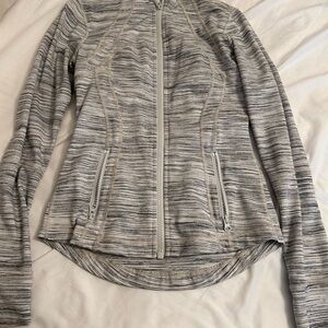 Lululemon Athletica Striped Grey and White Define Jacket.